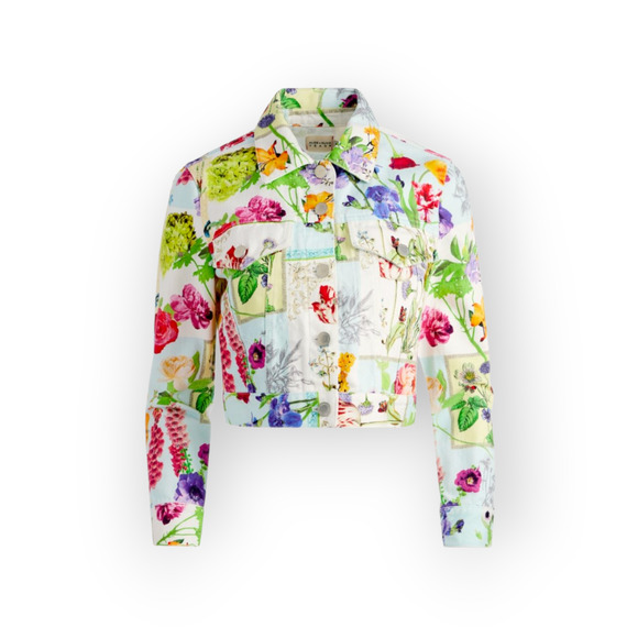 Alice + Olivia Chloe Boxy Cropped Jacket Make A Statement Floral Size XS - Picture 2 of 9